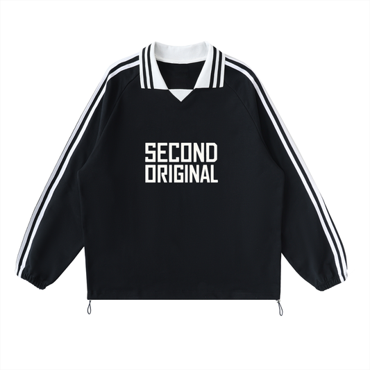 Second Original Striped Lapel Collar Sweatshirt